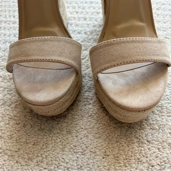 Lulu’s Beachy Dreams Natural Suede Espadrille Wedges Heels Size 7.5 - Picture 7 of 14